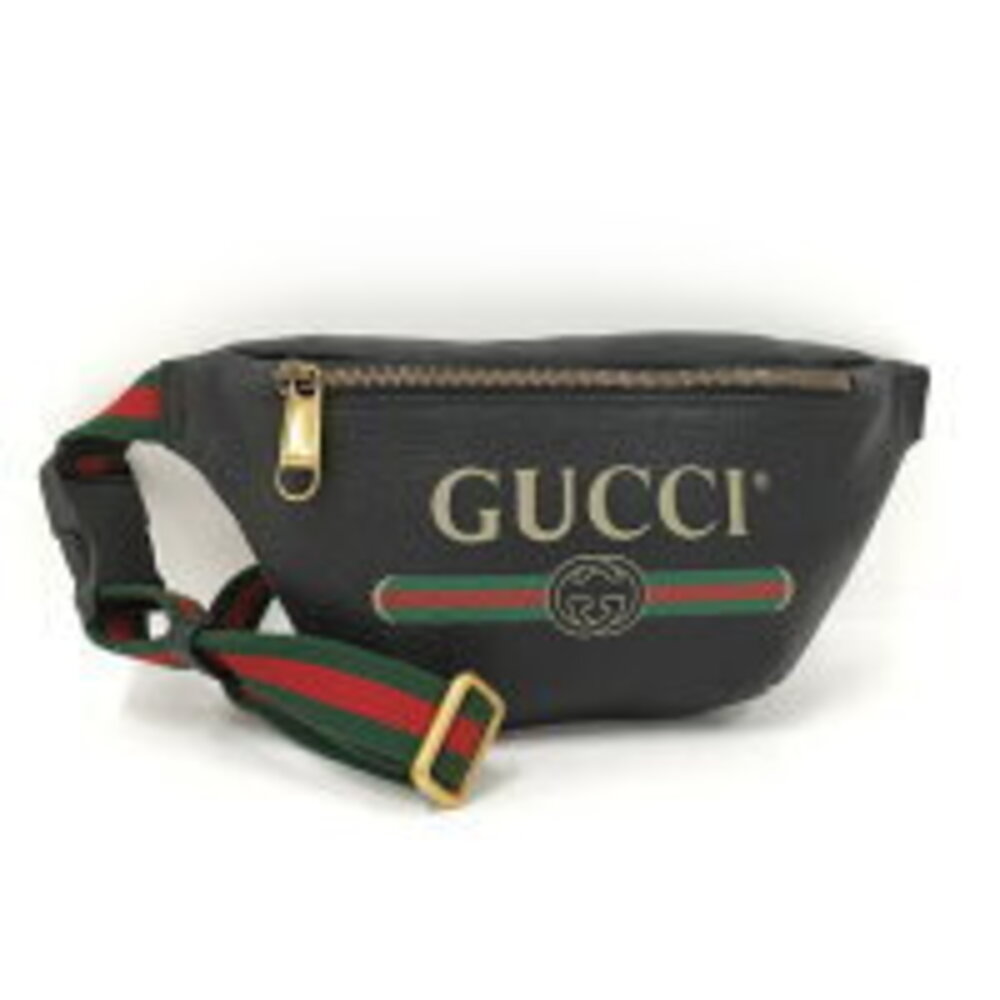 GUCCI Body Bum Crossbody Belt Bag Waist Sherry Leather Black
